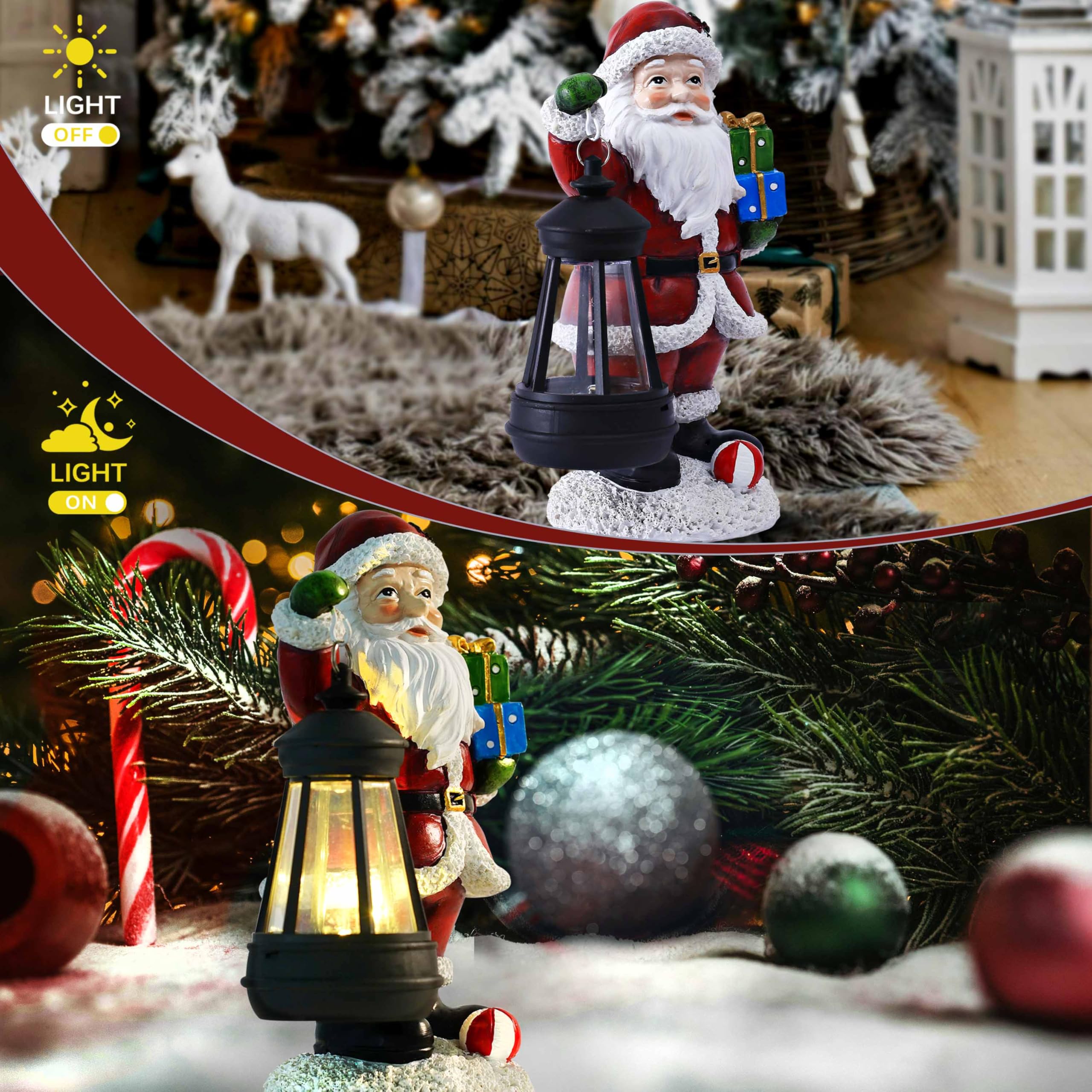 Vereemy Santa Claus Statue Christmas Decorations Figurine with