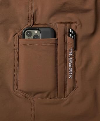 TRUEWERK Men's Work Pants - T2 WerkPant, Water Resistant, Windproof, Double-Woven Softshell, 4-Way Stretch, 9 Pockets