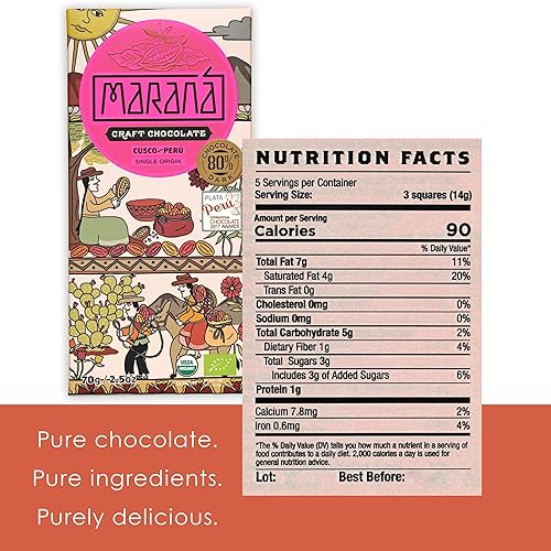 Miniatura 3 de Maraná Chocolate Cusco 80% chocolate negro paquete de 3  Chocolate peruano  Premium, grano a barra, de origen directo, hecho en origen, de origen