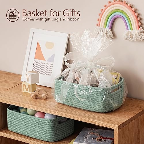 Miniatura 29 de UBBCARE Paquete de 2 canastas pequeñas, canastas de almacenamiento tejidas para organización, canasta de regalo pequeña, canasta de juguetes