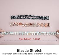 Vista 6 de Wongeto Compatible con correas Fitbit Luxe, pulsera elástica de perlas estirable de moda hecha a mano para mujeres, correa de reemplazo