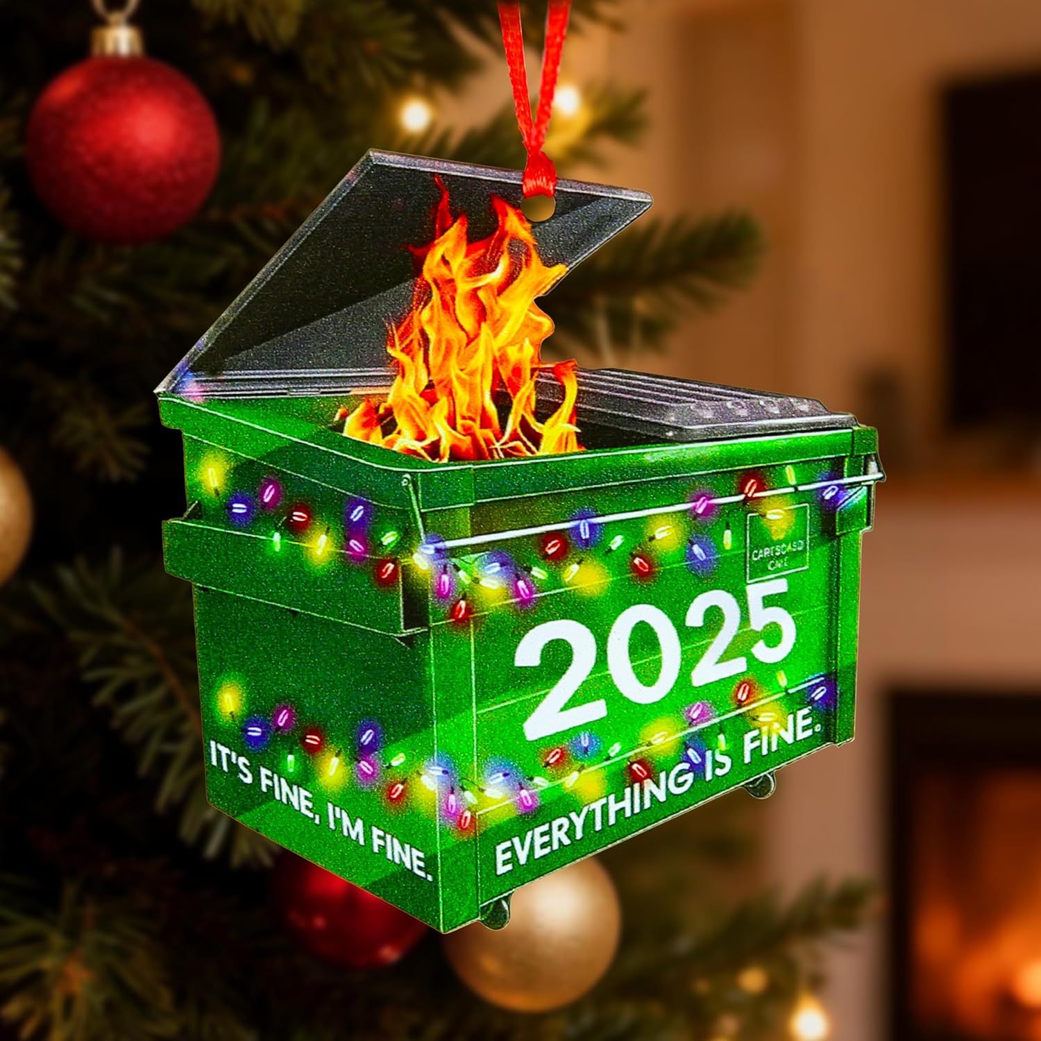 2025 Dumpster Fire Christmas Ornament - Funny Christmas Ornament, White Elephant Gifts for Adults, Gag Gifts Funny Ornaments Hanging Decoration, Unique Keepsake Gift for Tree Decoration & Friends​ - Image 5