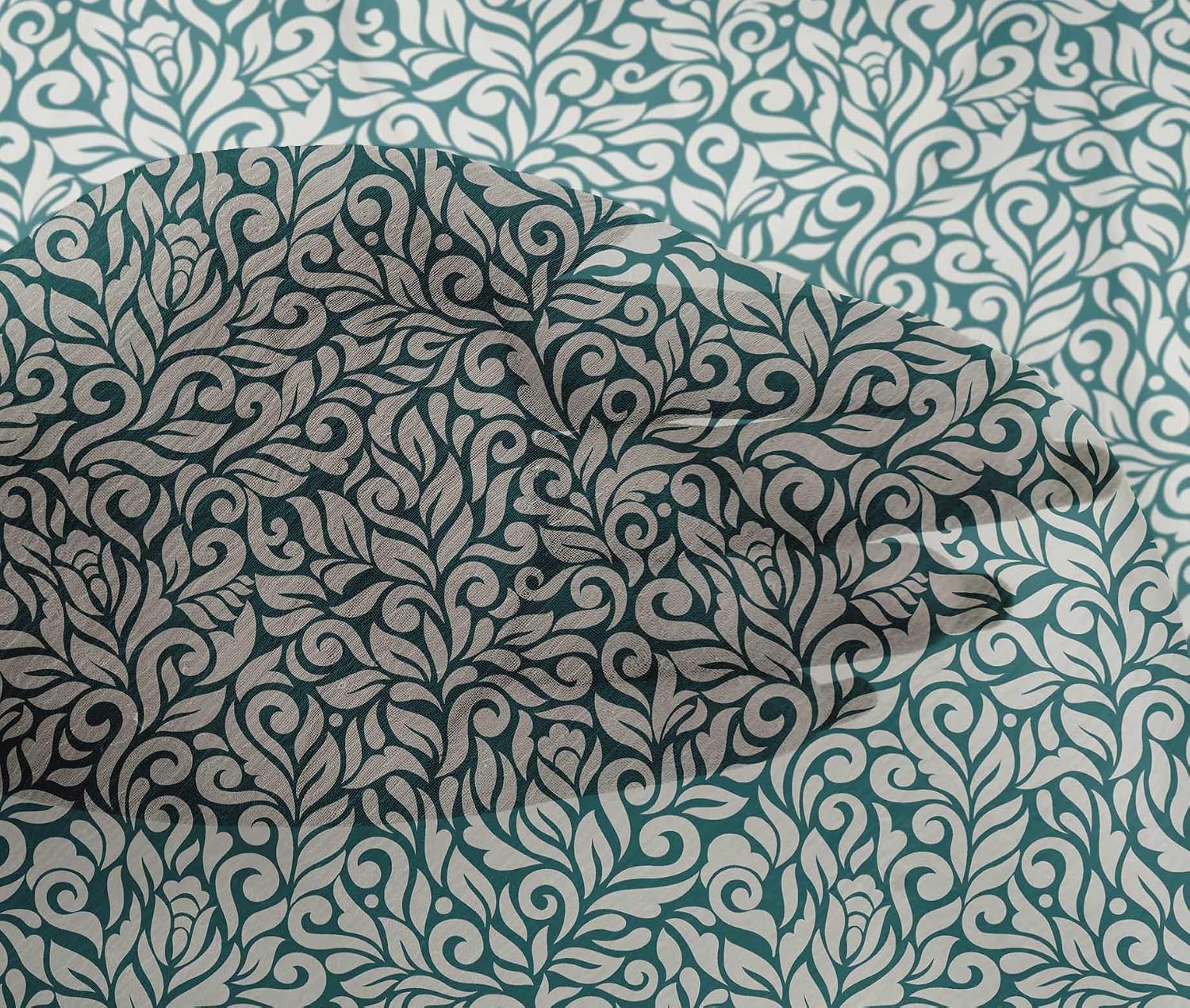 oneOone Viscose Chiffon Dark Teal Green Fabric Leaves Artistic Sewing Craft Projects Fabric Prints By Yard 42 Inch Wide