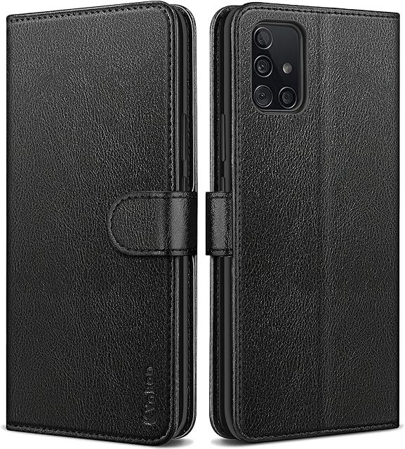 Vakoo Flip-Series for Samsung Galaxy A51 Case, Premium Leather Flip Protective Phone Case with Card Holder and Kickstand (6.5 Inch) - Black