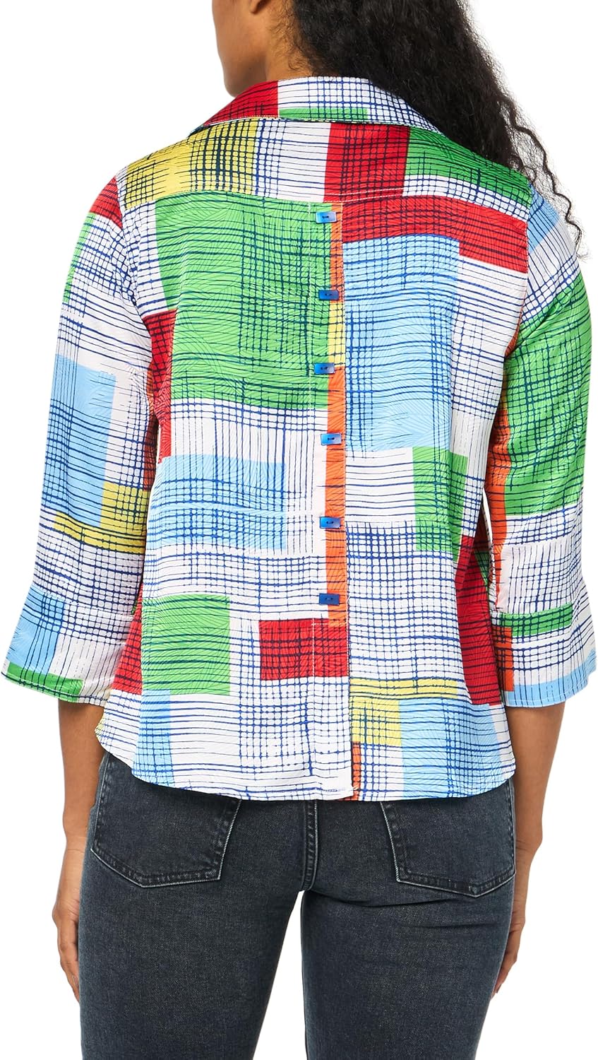 MULTIPLES Womens Turn-up Cuff Three Quarters Sleeve Button Front High-Low Shirt - Image 2