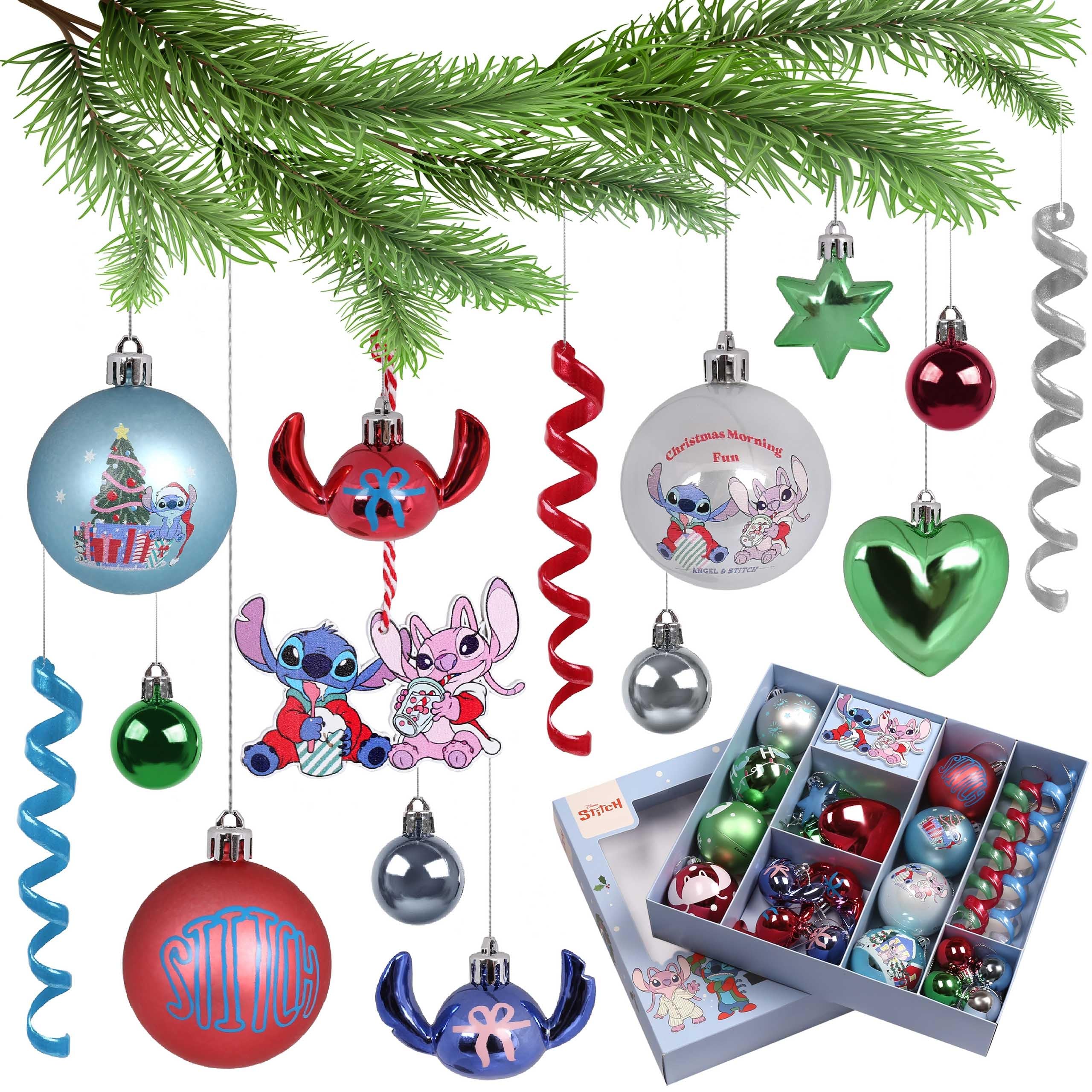 Disney Stitch Angel Weihnachtskugeln aus Kunststoff, 25er-Set(E)