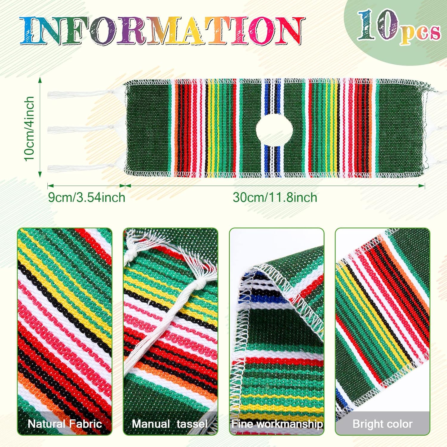 Panitay 10 Sets Tiny Sombrero Hats Mini Serapes for Bottles Beer Poncho Cover Sombrero Bottles Topper for Mexican Fiesta Party Decor