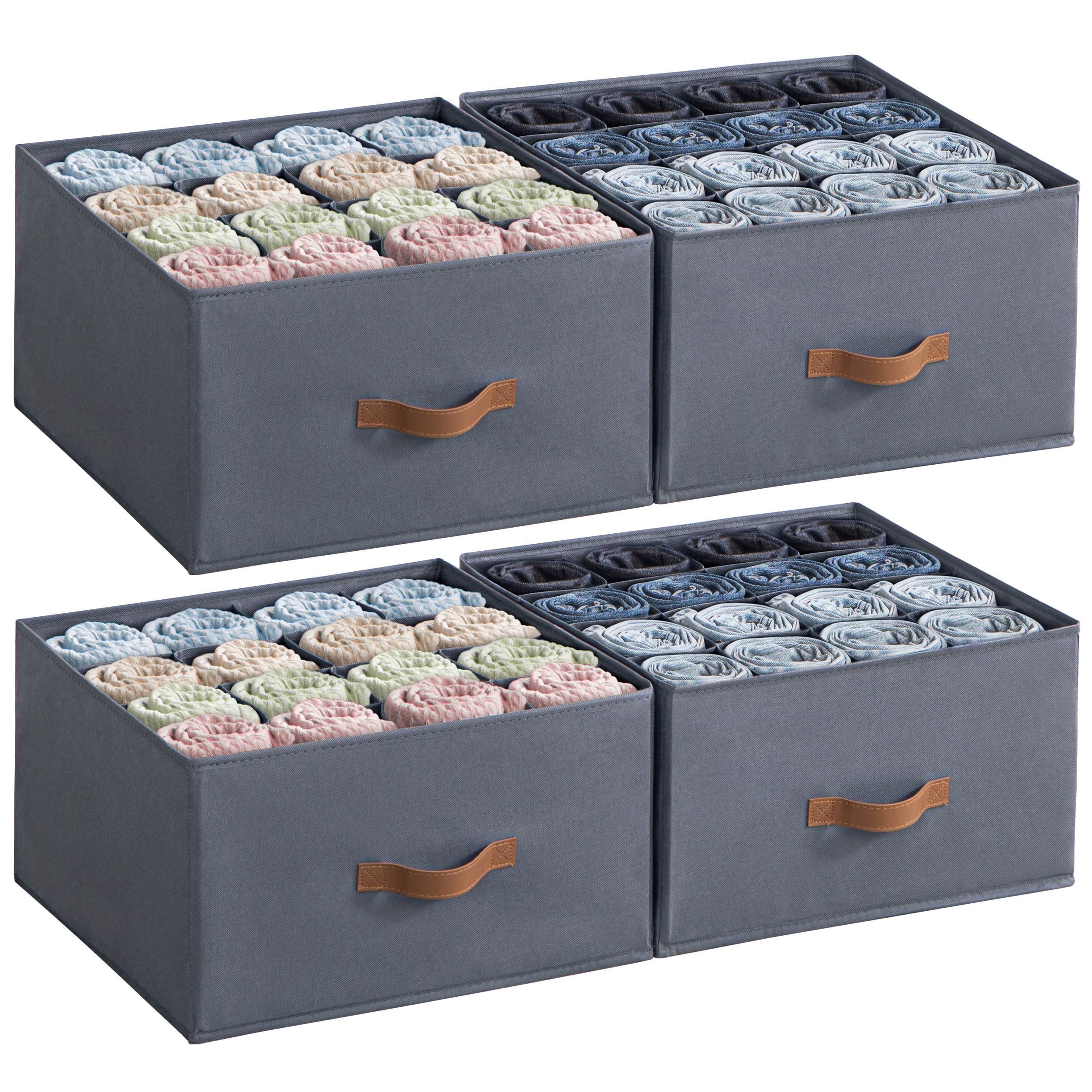 Organizer Armadio 4 Pezzi | Contenitori Pieghevoli Salvaspazio | Per Jeans, Maglioni E T-shirt | Bianco - Foto 2