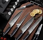 SANMEIHO 16PCS Kitchen Knife Set avec bloc, Chef Known Set en acier en poudre, Ultra Set de couteaux japonais pointu en acier au carbone, ensemble de couteaux de cuisine avec poignée ergonomique Pakkawood