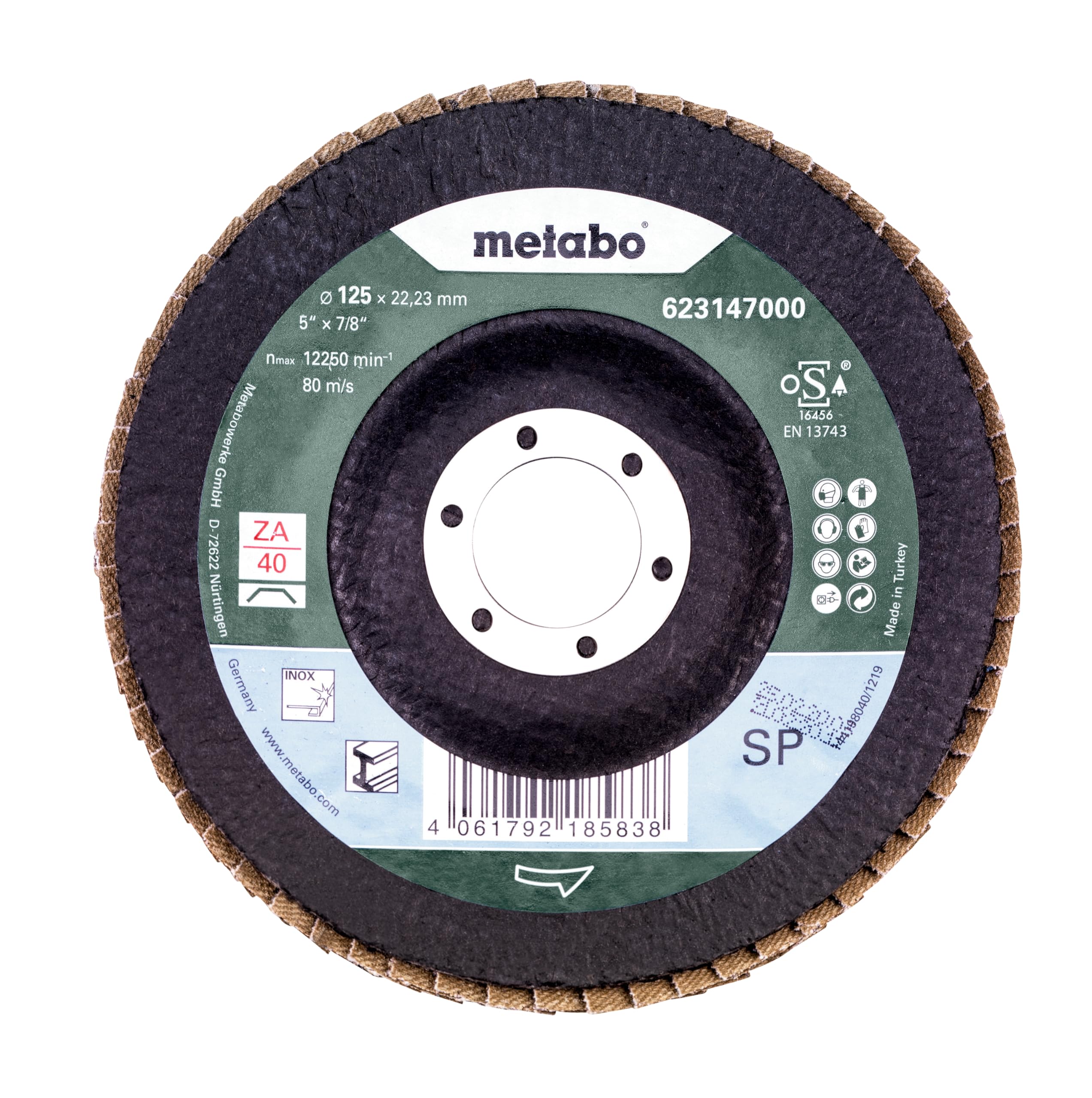 Metabo 623147000 Flap disc 125 mm P 40, SP-ZK, single unit, Blue, 125mm - Image 2