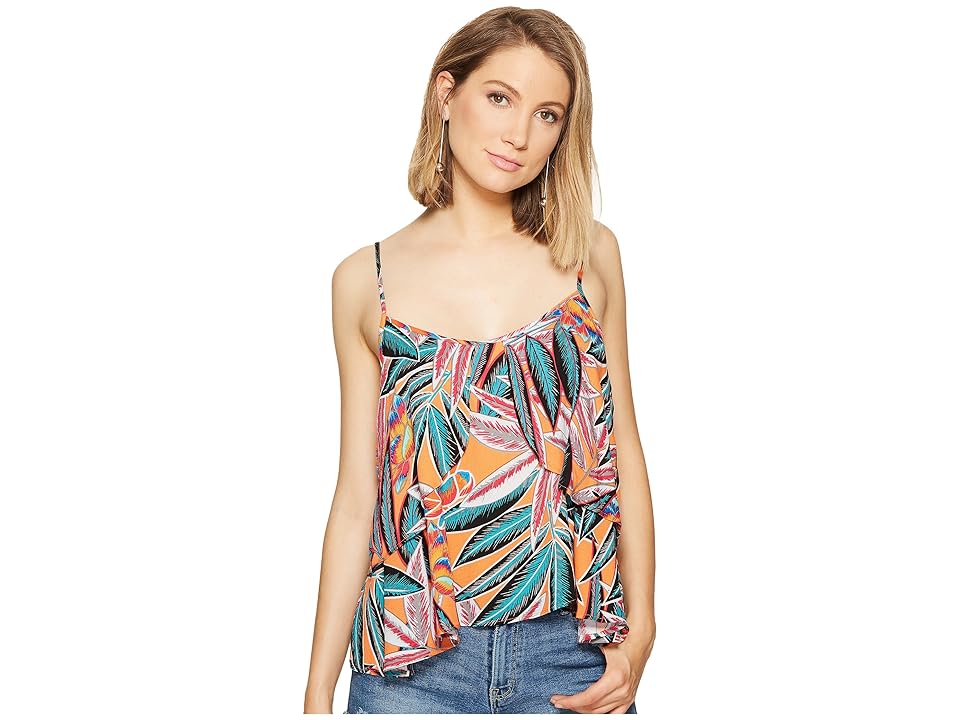 

Jack by BB Dakota Ida Jungle Sunrise Printed Rayon Crepe Double Layer Top (Orange Bloom) Women's Clothing, Multi