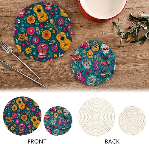 Miniatura 189 de Trivets for Hot Dishes Pots and Pans 2 PC Pot Holders Heat Resistant Cotton Round Potholders for Kitchen Countertop Decorative Autumn Maple Leaves