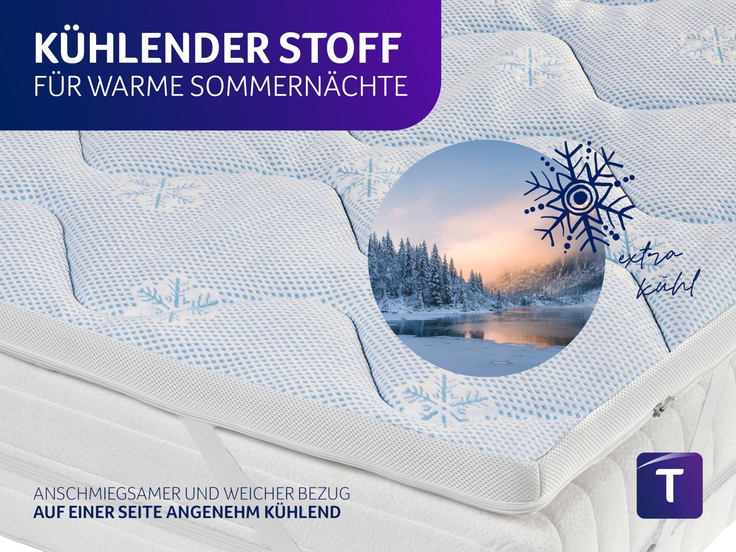Traumnacht Cool Comfort Matratzentopper 140x200 cm | Sommer & Winter | Kühlender Doppeltuchbezug | Atmungsaktiv & komfortabel | Oeko-TEX Standard 100 Zertifiziert | Deutscher Qualitätsstandard