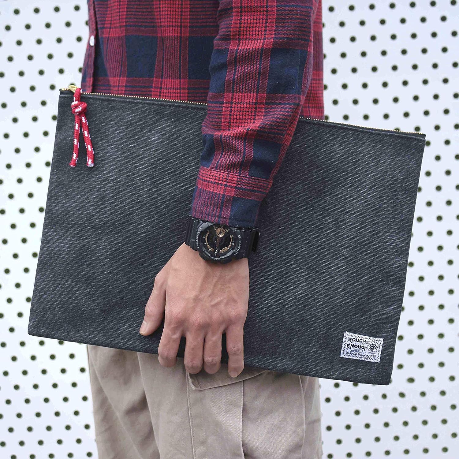 Rough Enough Document Organizer Storage File Holder Bag Zipper Pouch for Legal Size Paper Art Supplies in Black Waxed Canvas
