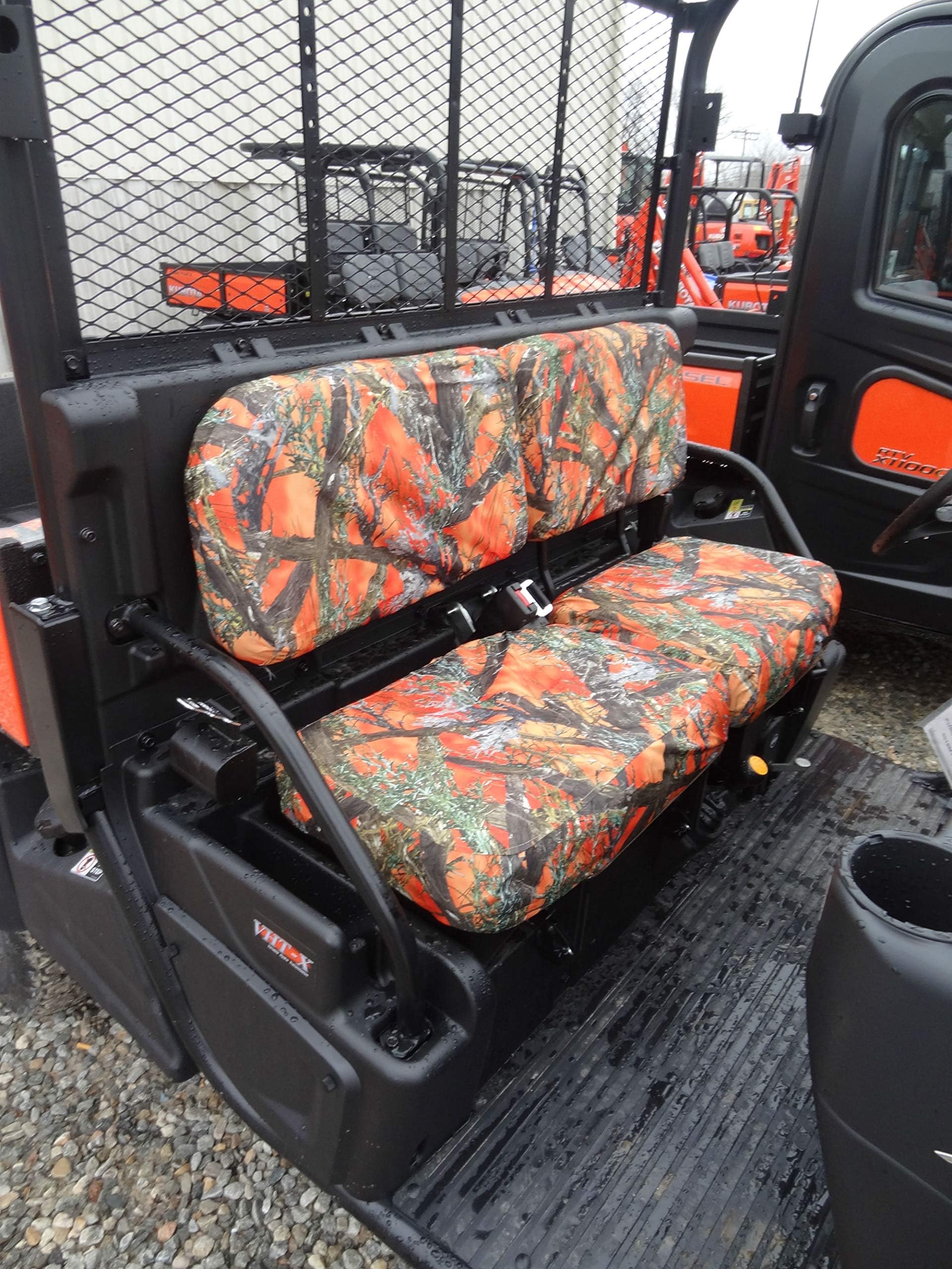 Durafit Seat Covers Kubota RTV X900, RTV X1100, RTV X1120D and 1140 Fronts Models Orange Camo Seat Covers