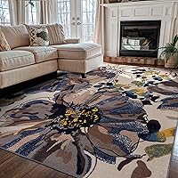 Vista 28 de Rugshop Alfombra de área con flores grandes, moderna, antiderrapante (antideslizante), para pasillo, de 2 x 10 pies, gris-azulado