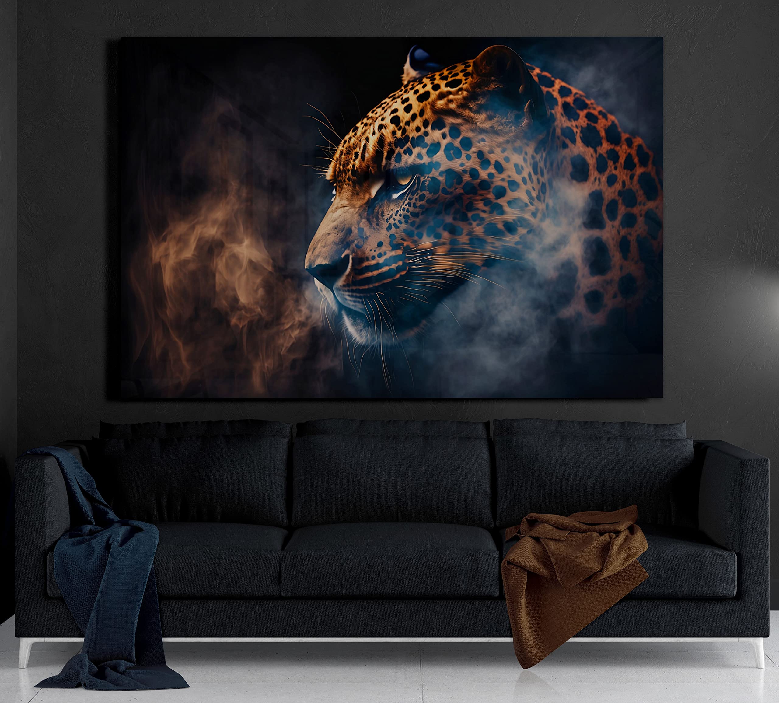 Manschin-Laserdesign Premium Wandbild aus Acrylglas oder Aluminiumverbund - KEIN LEINWANDBILD - modern Wandbilder XXL Wanddekoration Design Wand Bild Abstrakt (Leopard 03, Acrylglas 90x60cm)