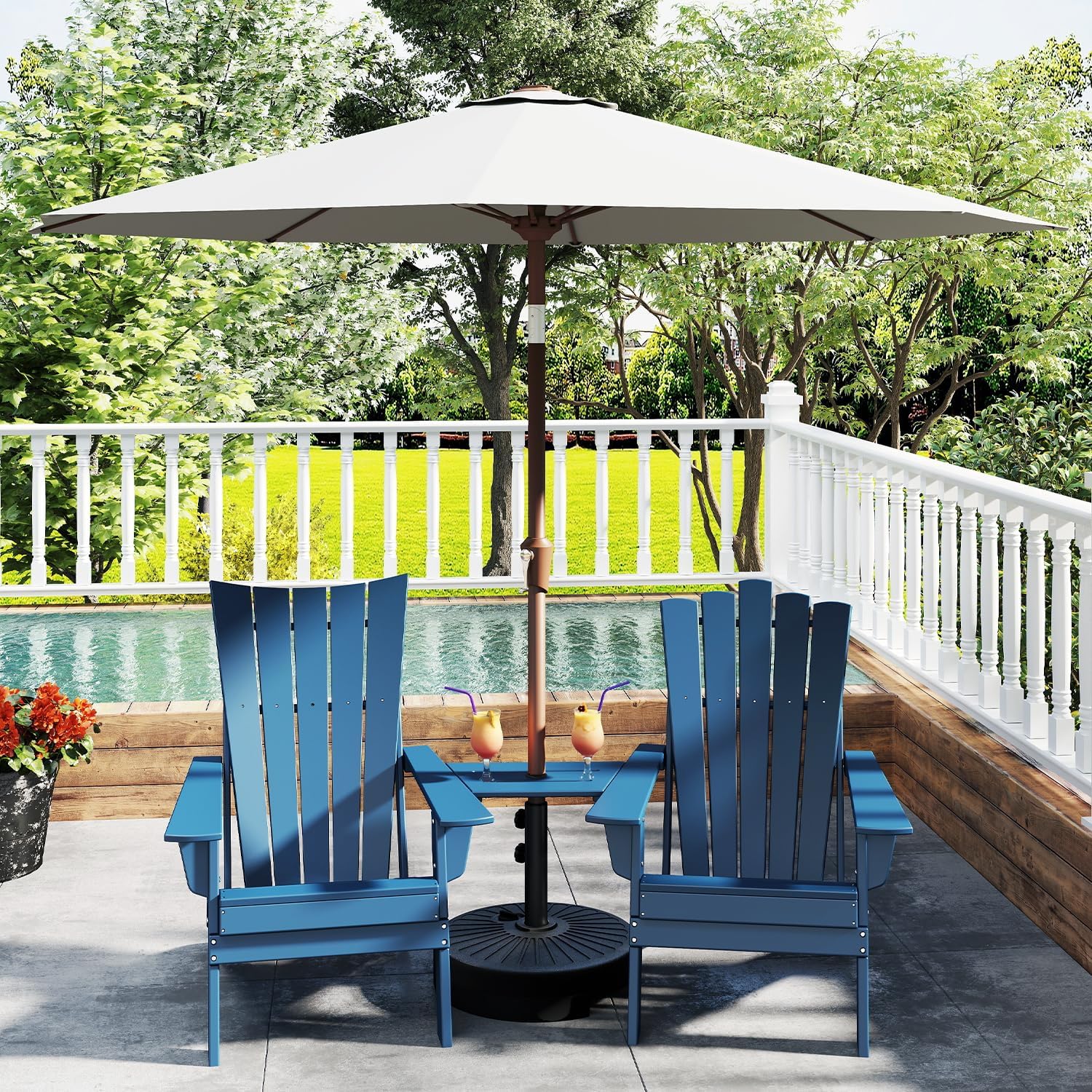 GREENVINES 9-FT-Patio-Umbrella | Outdoor-Table-Umbrellas | 8 Sturdy Fiberglass Ribs | Push Button Tilt & Crank | Waterproof | Market Umbrella | for Pool Backyard Garden Deck | Beige