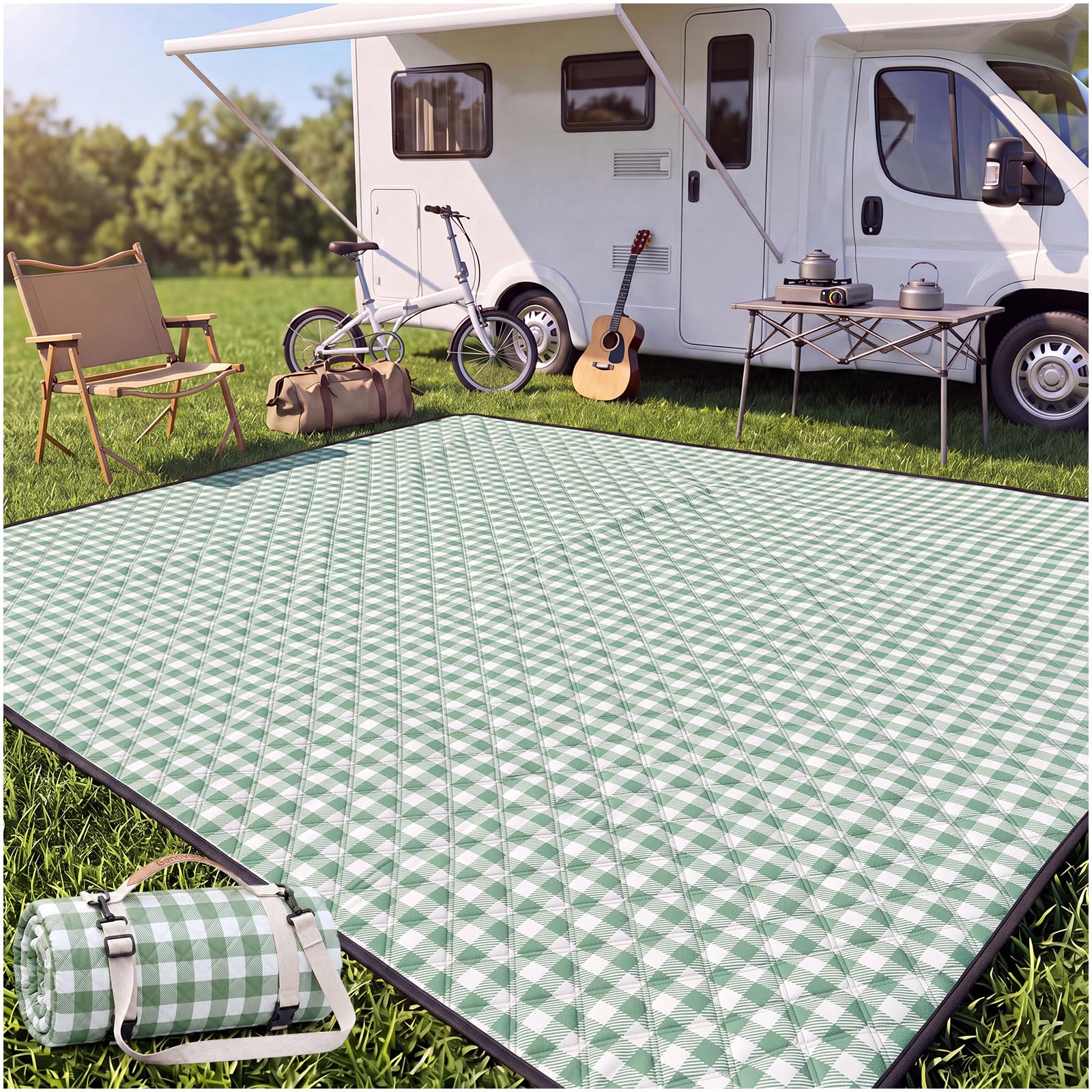 Genovega Waterproof Sandproof Beach Blanket Picnic Outdoor Mat Rug Extra Large Foldable Sand Free Big Giant XL Towel Car Essential Roadtrip Gadget Rv Accessories Gear Must Have Hiking Item Necessities