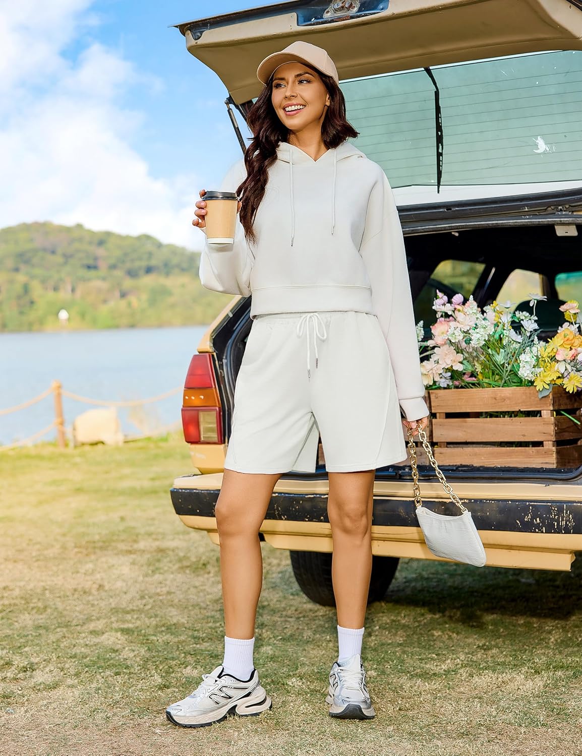 Quenteen Women's Athletic Shorts High Waisted Bermuda Casual Cotton Sweat Short Running Walking - Image 3