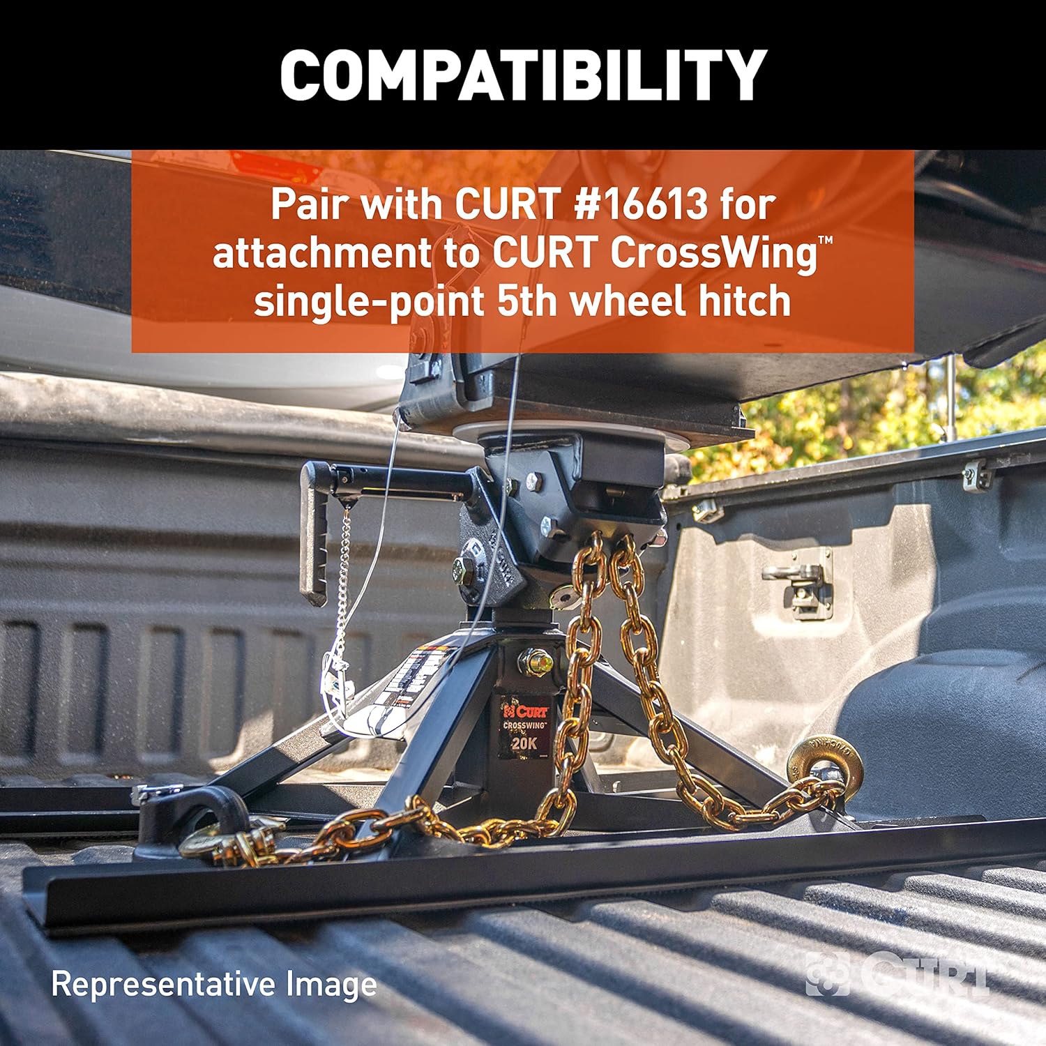 CURT 16615 CrossWing 5th Wheel Safety Chain Anchor Plate for Gooseneck Ball