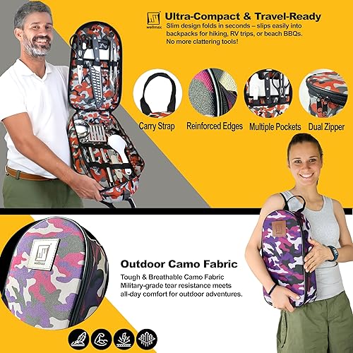 Miniatura 5 de Wellmax Juego de cocina de acero inoxidable de 10 piezas, kit de utensilios de cocina compacto todo en uno con utensilios y bolsa de viaje para