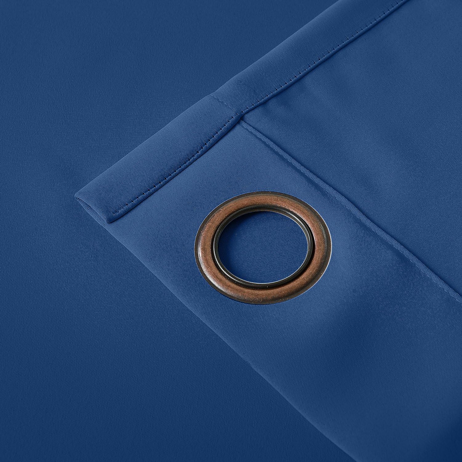 ChadMade Flame Retardant Curtain Thermal Insulated Blackout Extra Wide Window Antique Bronze Grommet Eyelet Blue 120W x 84L Inch (1 Panel) Exclusive