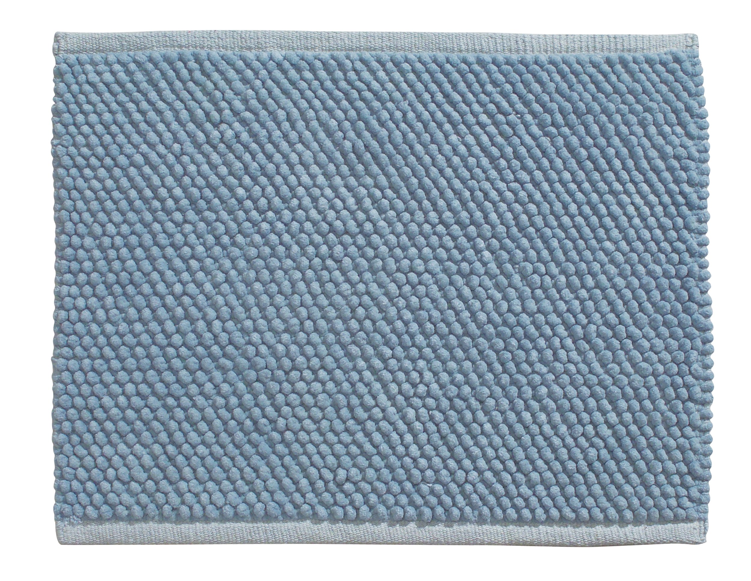 Tapis chenille coton bleu spa de bain InterDesign Knoti petit format