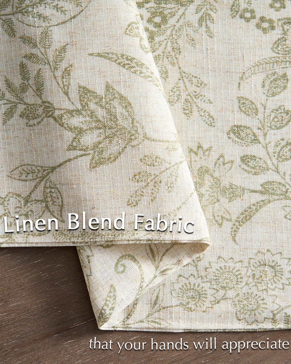 JINCHAN Linen Floral Placemats Set of 4 Cloth Table Mats Rustic Cottagecore Botanical Outdoor Seasonal for Kitchen Dining Table Decor Non-Slip Washable Tablemats 13x19 Inch Green