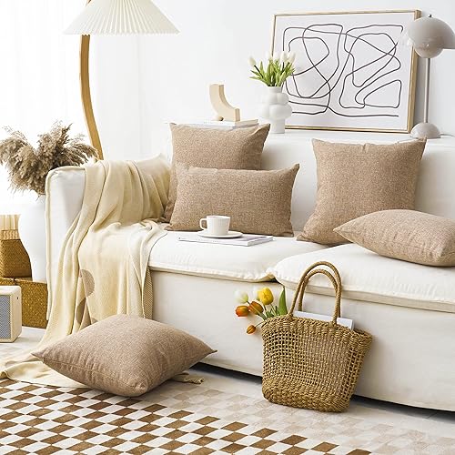 Miniatura 3 de Home Brilliant - Fundas de almohada de lino (2 unidades), (Natural linen), 18" x 18"