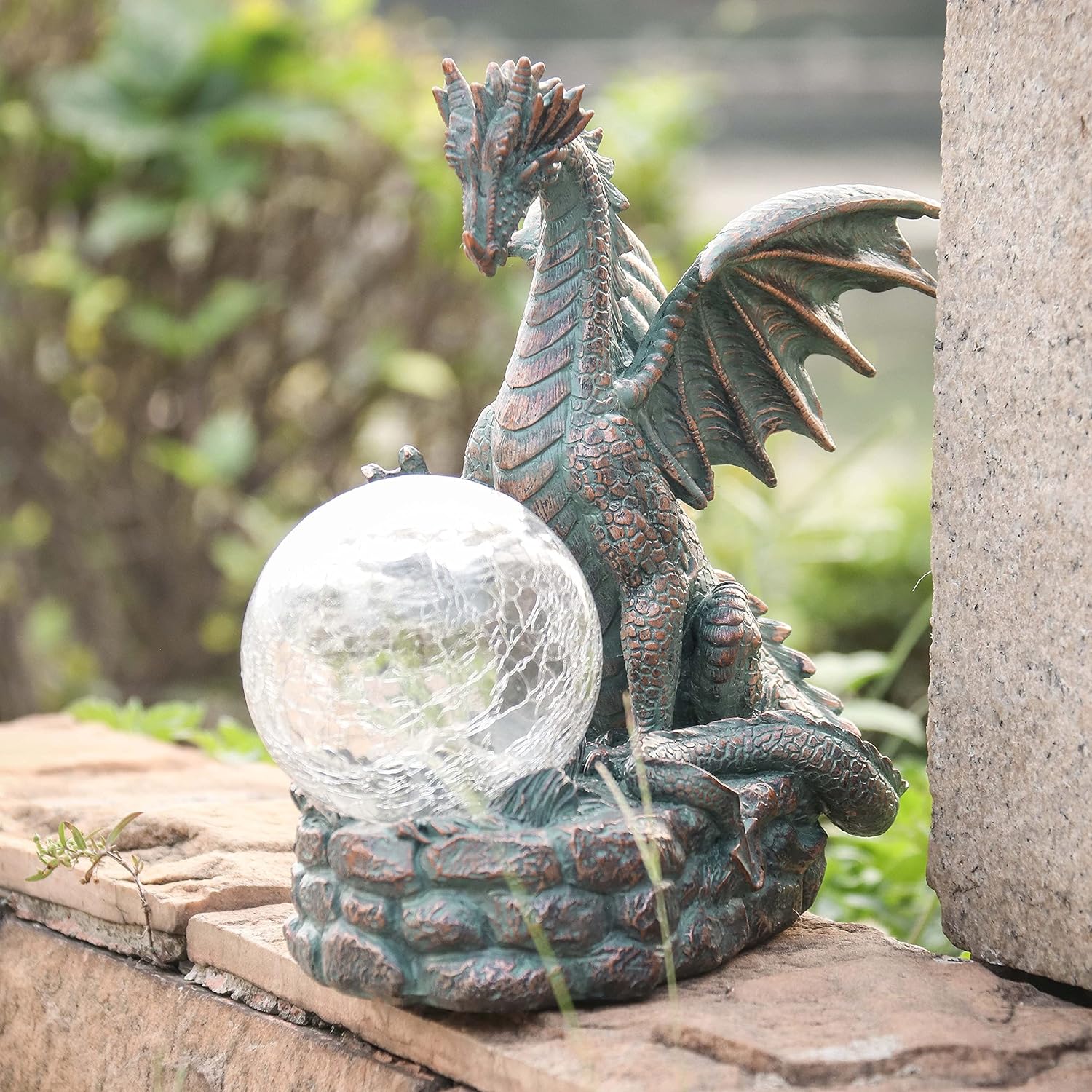TERESA'S COLLECTIONS Solar Dragon Garden Decor Bundle (2PCS) | Dragon Garden Statue with Solar Light for Outdoor Porch Lawn Yard Patio Decorations