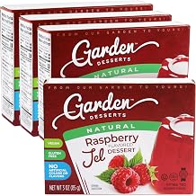 Garden Desserts Raspberry Jel Dessert Mix, All Natural Vegan Jelly, Gelatin Free, Gluten Free, Kosher, No Artificial Colors or Flavors 4 Pack 3 oz Each