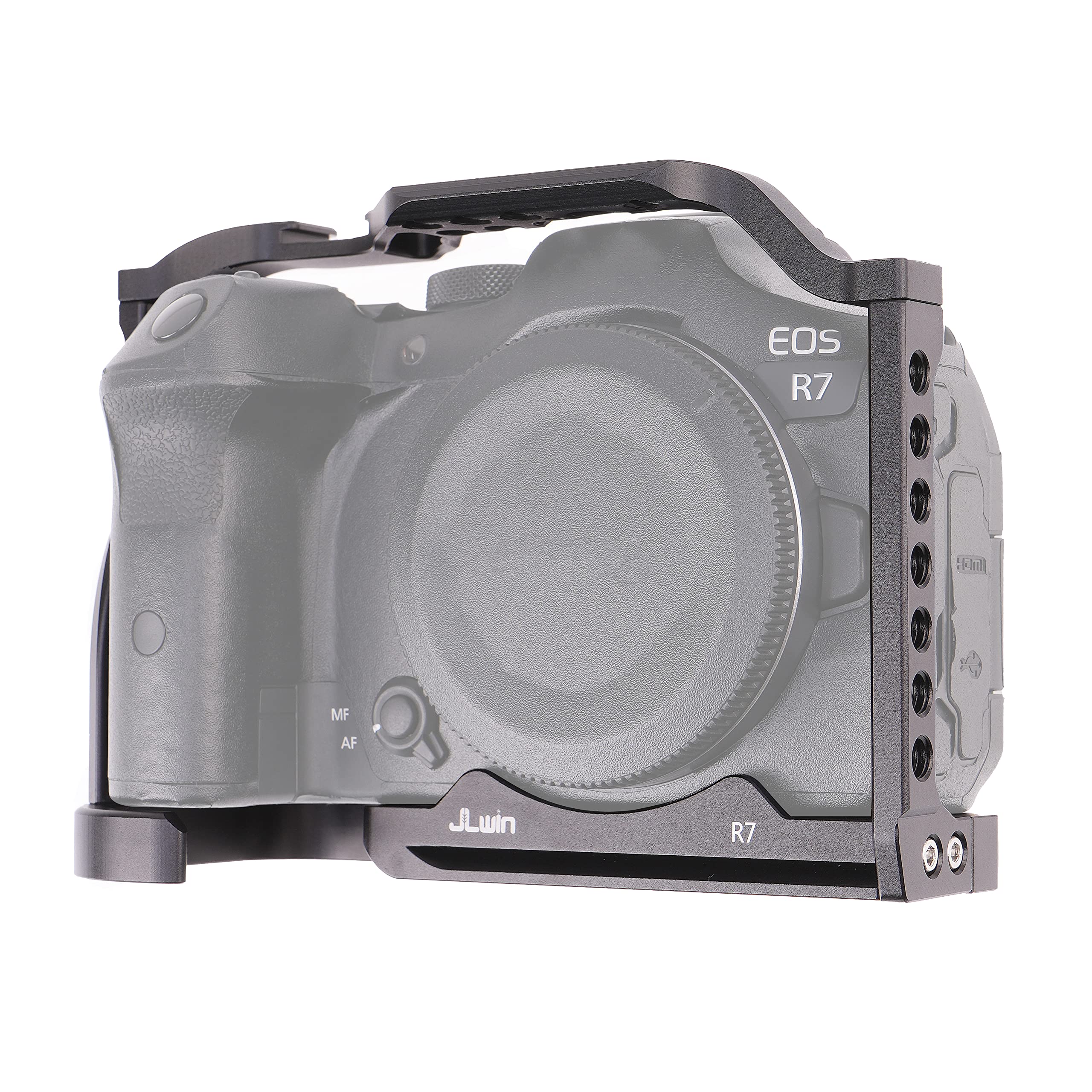 EOS R7 Cage, Hersmay Aluminium Kamerakäfig Camera Cage für Canon EOS R7 spiegellose Kameras, Vlogging Video Dreharbeiten Filmmaking Rig Stabilizer mit 1/4" Befestigung und 3/8" Arri Aufnahmebohrung