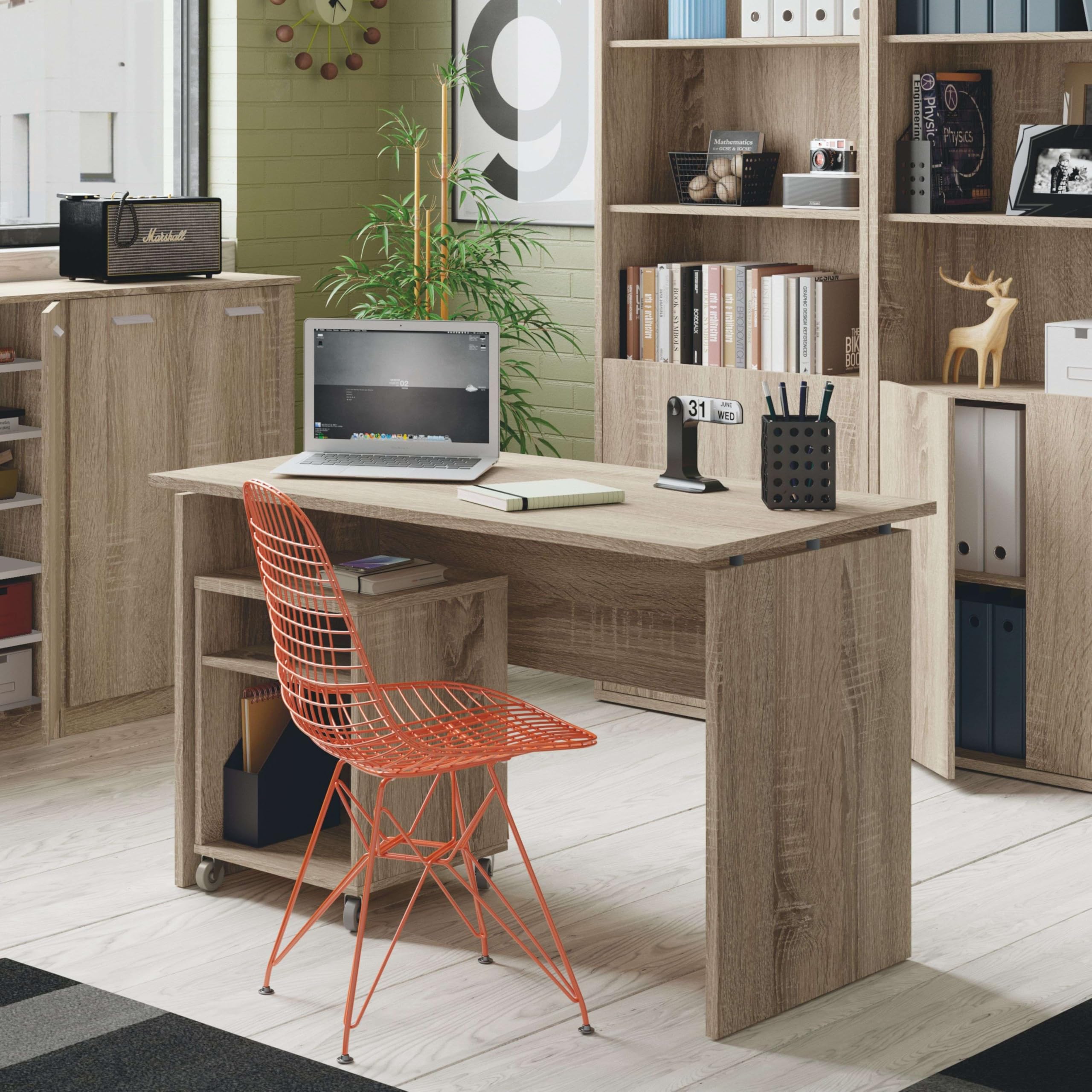 MUEBLES PITARCH | Tavolo da ufficio, scrivania, tavolo per computer o da studio, rovere Cambrian, 76x120x68cm (altezza x larghezza x profondità) moderno, modello Teide