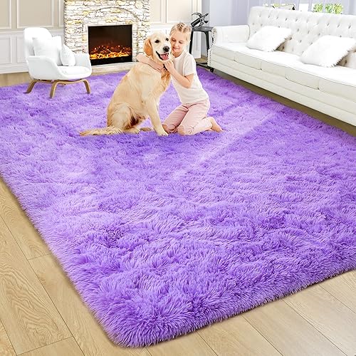 Miniatura 34 de Noahas Alfombras Esponjosas de Arcoíris para Dormitorio de Niñas, 2x4 Alfombra Peluda Rosa para Cuarto de Niños, Alfombras de Área Peludas para Sala