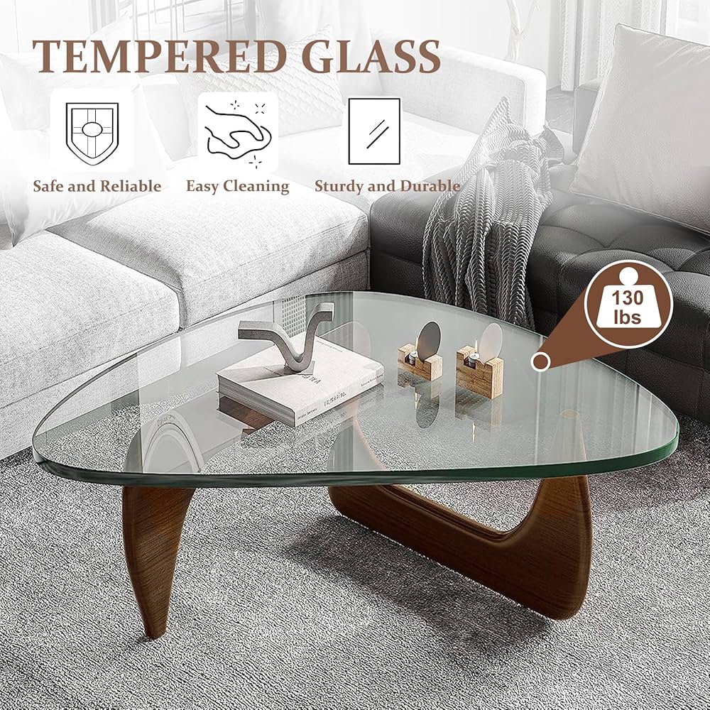 Glass Top Table ミットセンチュリー Mid-Century Modern Coffee Table - Triangle Glass Top Natural