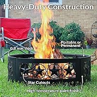 Vista 4 de Anillos de fogata, de Sunnydaze, L, negro, (Black Four Star)