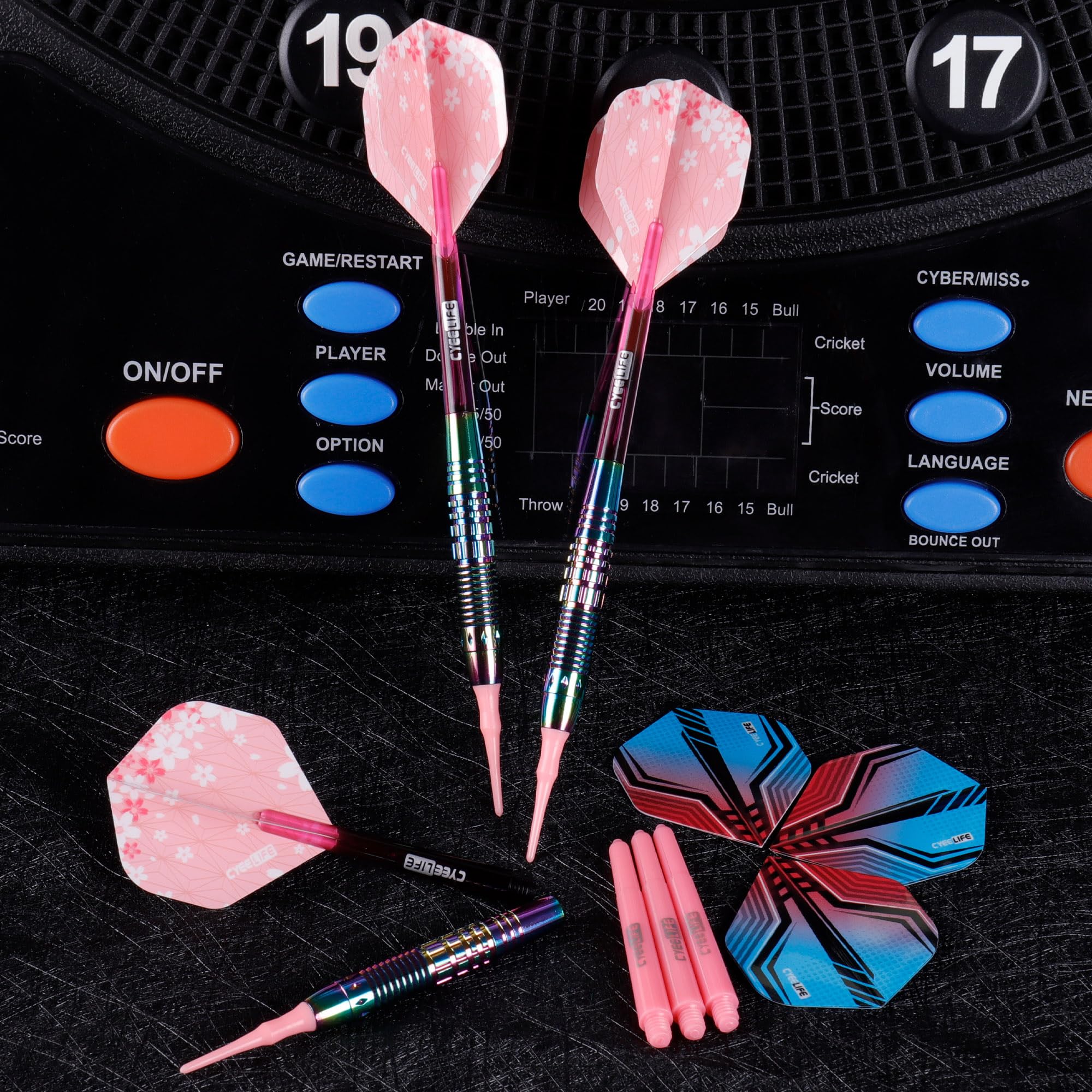 CyeeLife Fléchettes avec Pointe en Plastique,3 Pièces Professionnelles Softdarts pour Cible électronique,Set de fléchettes avec 6 fléchettes + 6 Flights + 1 Dart Case