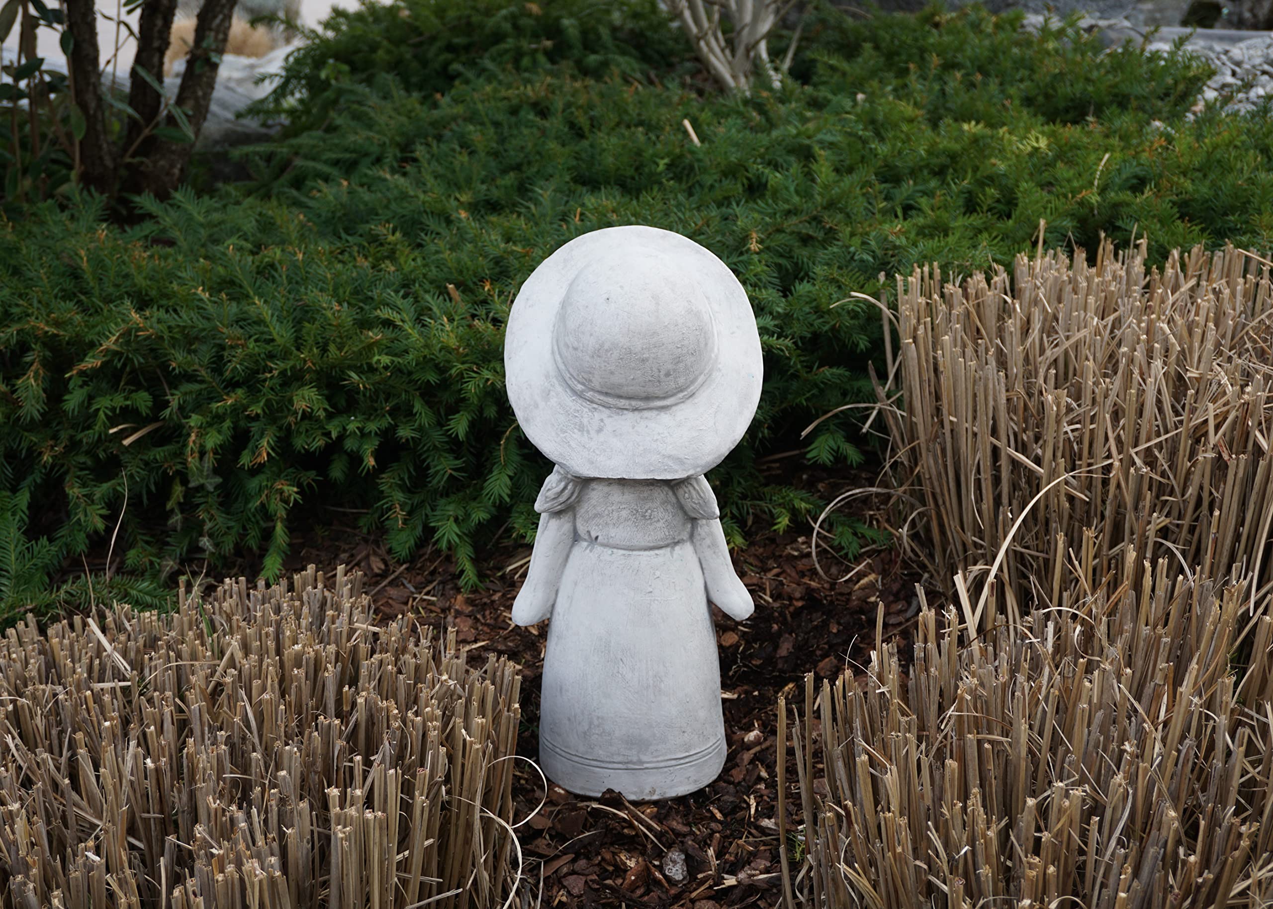 gartendekoparadies.de Mädchen Figur, Steinfigur H. 49 cm, 17 kg, Grau, frostsicher aus Steinguss für Außenbereich