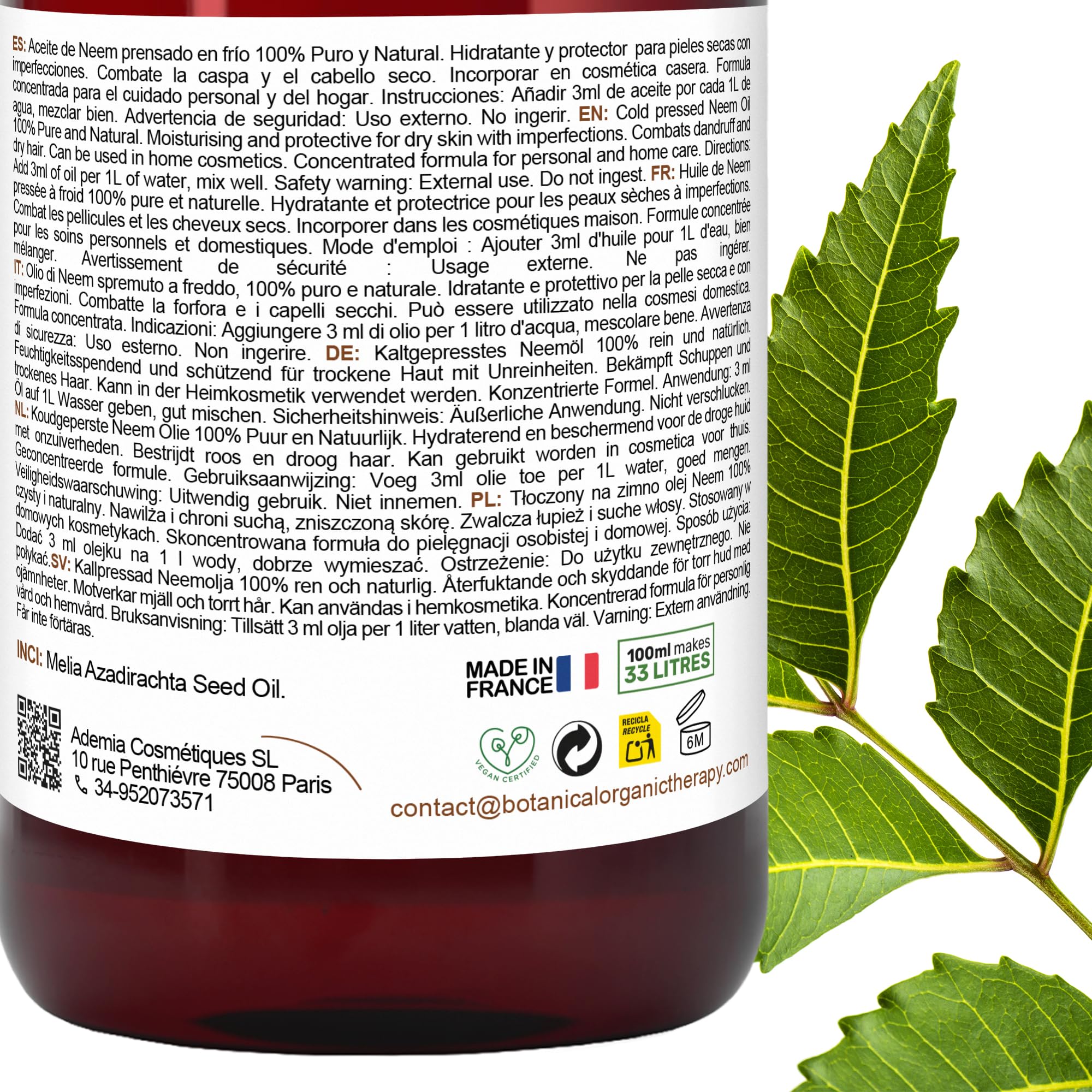 Organiczny olejek z miodli indyjskiej – 100% czysty i naturalny, do prac ogrodowych, pielęgnacji zwierząt i skóry – środek odstraszający owady, do leczenia trądziku i wielu innych – tłoczony na zimno