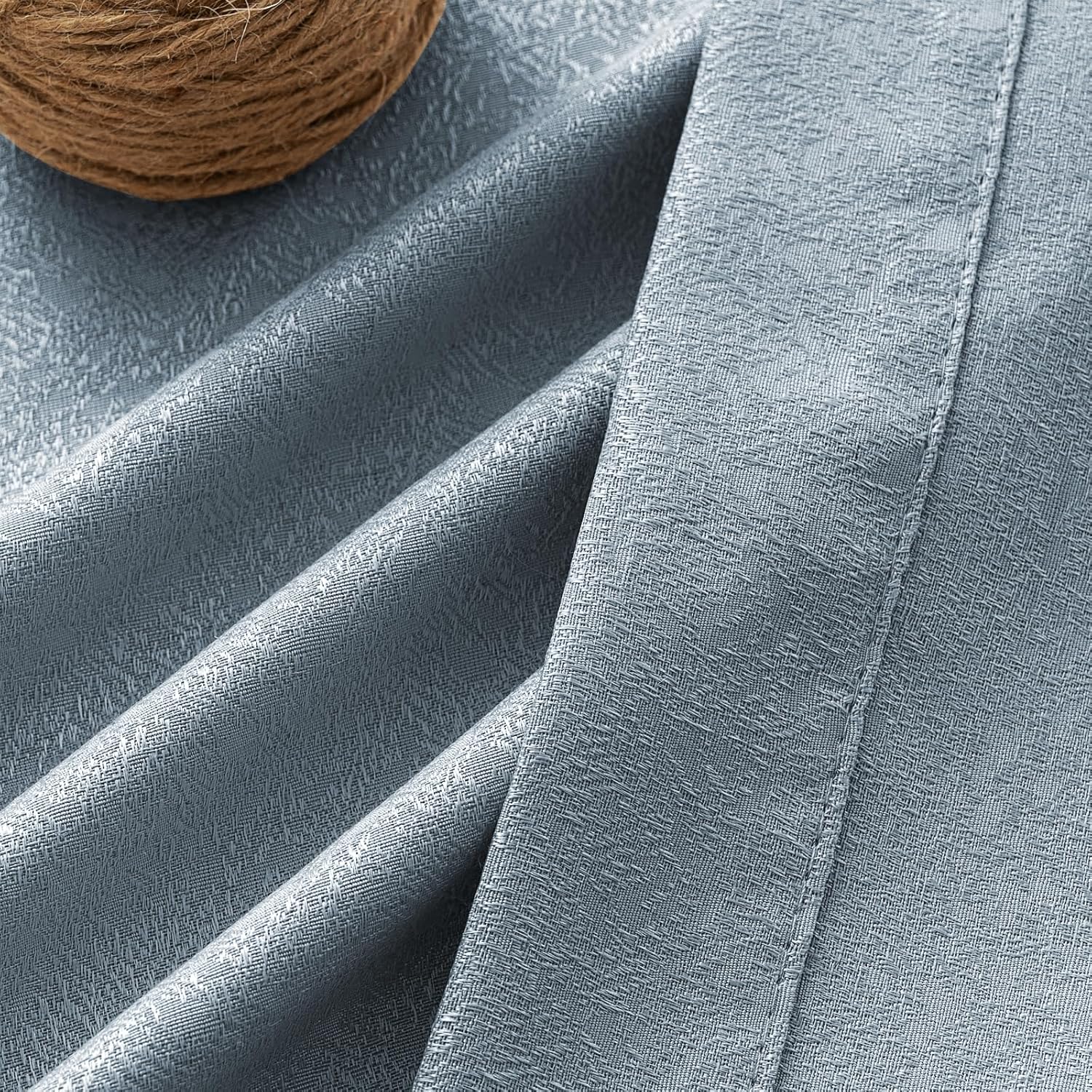 PrinceDeco Linen Curtains 84 inches Long 2 Panels Set for Living Room/Bedroom, Thick Linen Textured Rod Pocket Back Tab Drapes Elegant Window Treatment Semi Sheer Light Filtering Farmhouse, Blue
