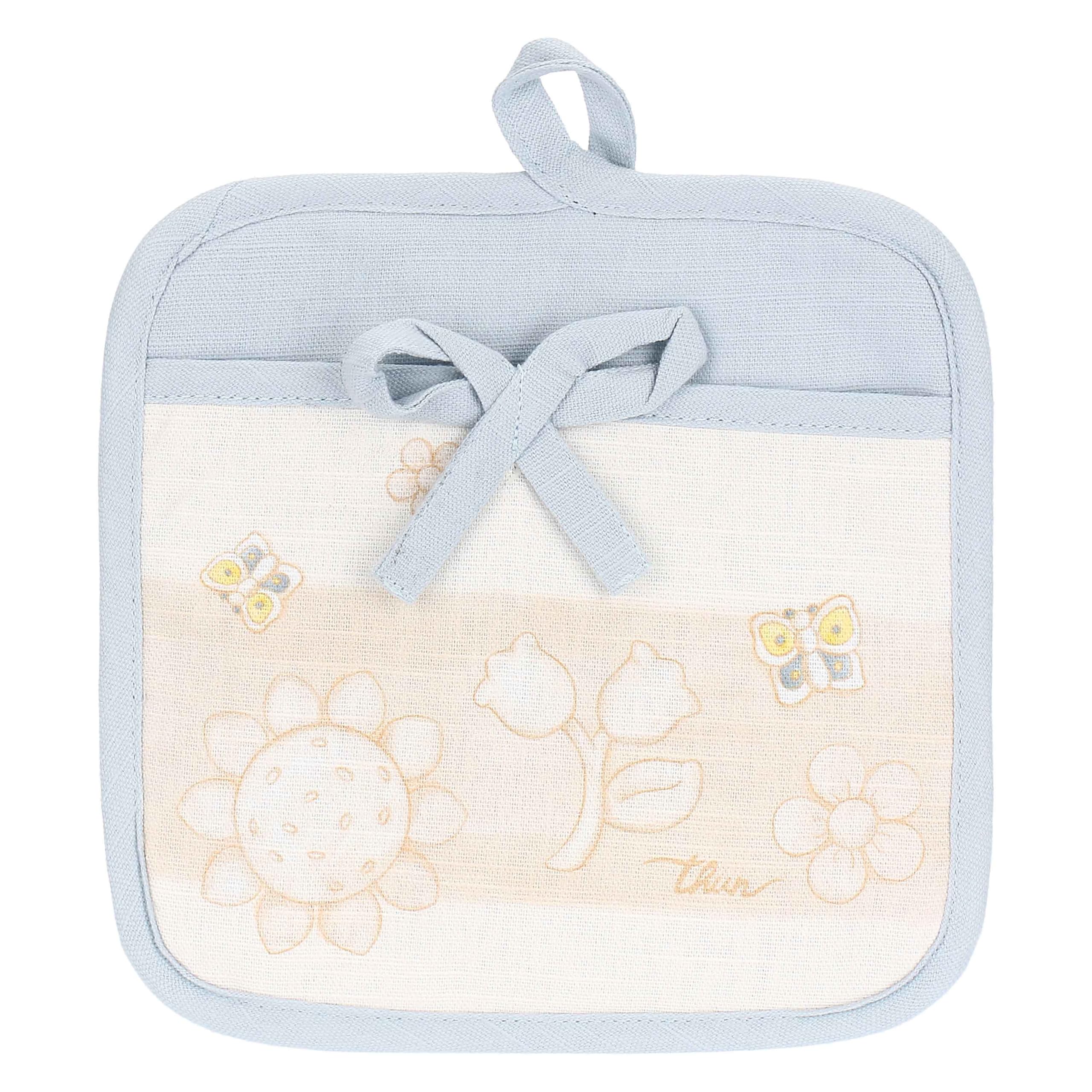 THUN Set presina, strofinaccio e grembiule, 100% cotone, Collezione Elengance, presina 20 x 20 cm strofinaccio 40 x 60 cm