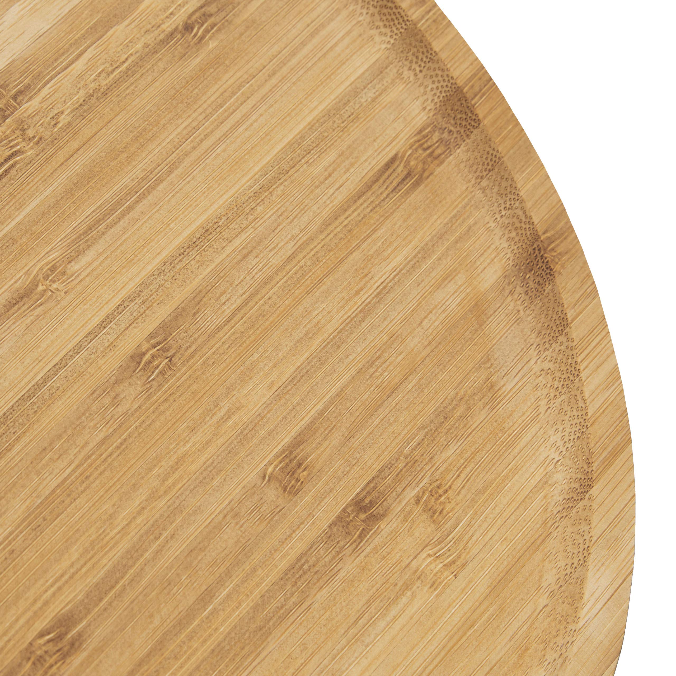 Relaxdays Okrągła patera na tort, 33 cm, z bambusa, z podstawką, wys. x śr.: ok. 11,5 x 33 cm, naturalna