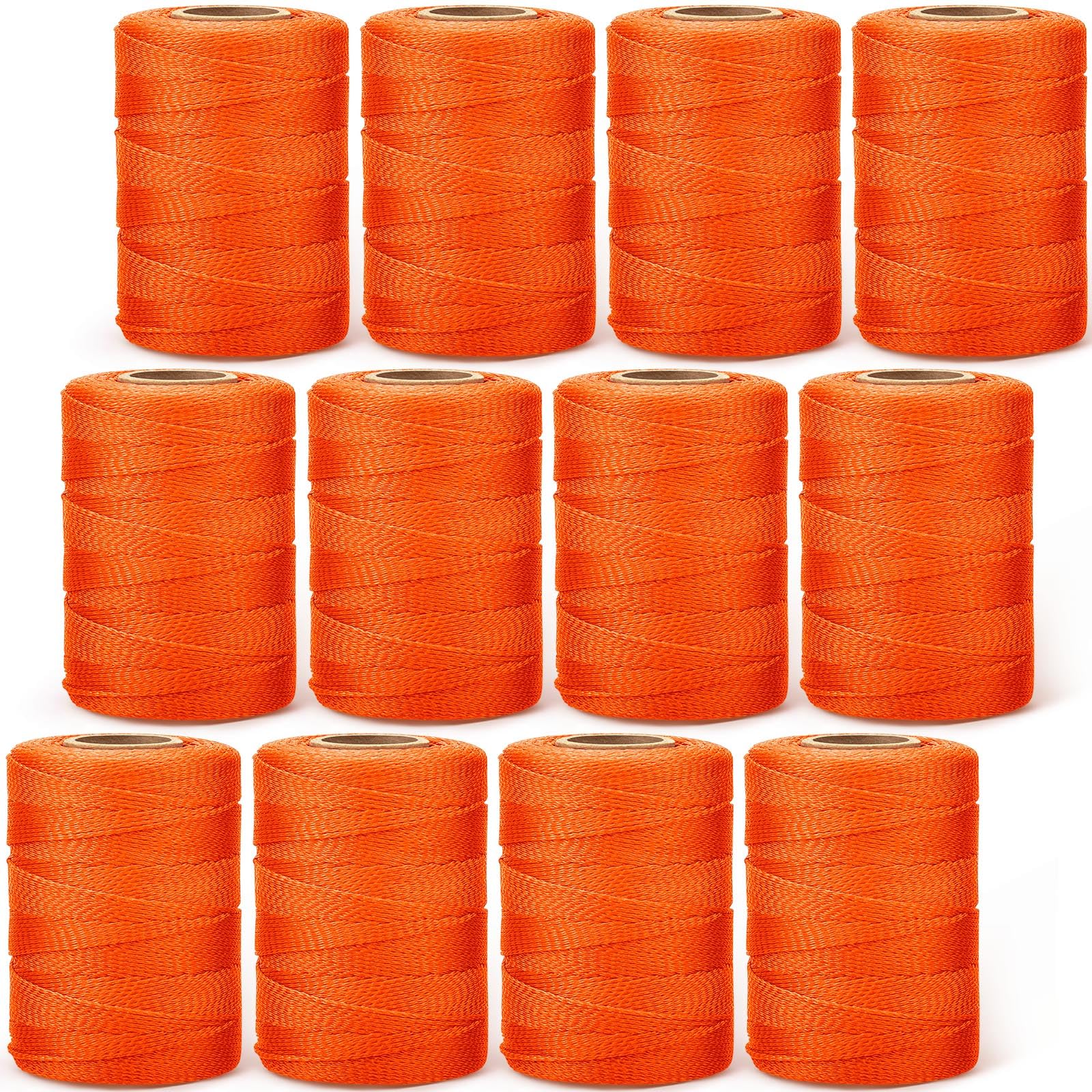 Amylove 12 Rolls Mason Line #18 Braided Nylon String Total 6000 Feet Length Masonry Nylon Twine for Construction Gardening Crafting DIY Project Workshop(Fluorescent Orange)