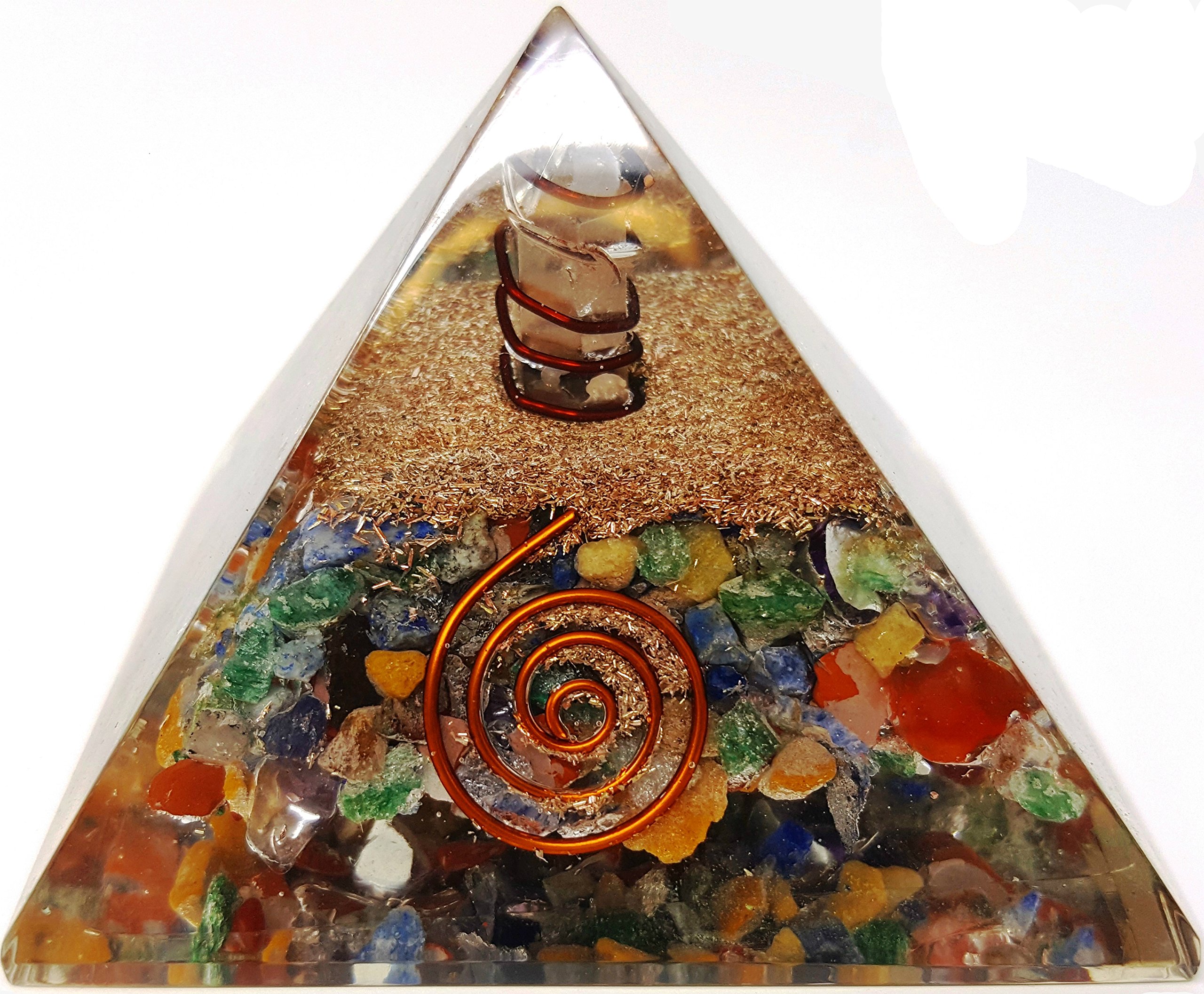 7 Chakra Crystal Orgone Pyramid Kit/EMF Protection Meditation Yoga Energy Generator