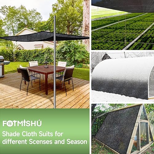 Miniatura 5 de FOTMISHU Tela de protección solar antienvejecimiento de 75% a 80% de malla solar de 10 x 13 pies, red resistente a los rayos UV, lona de malla para