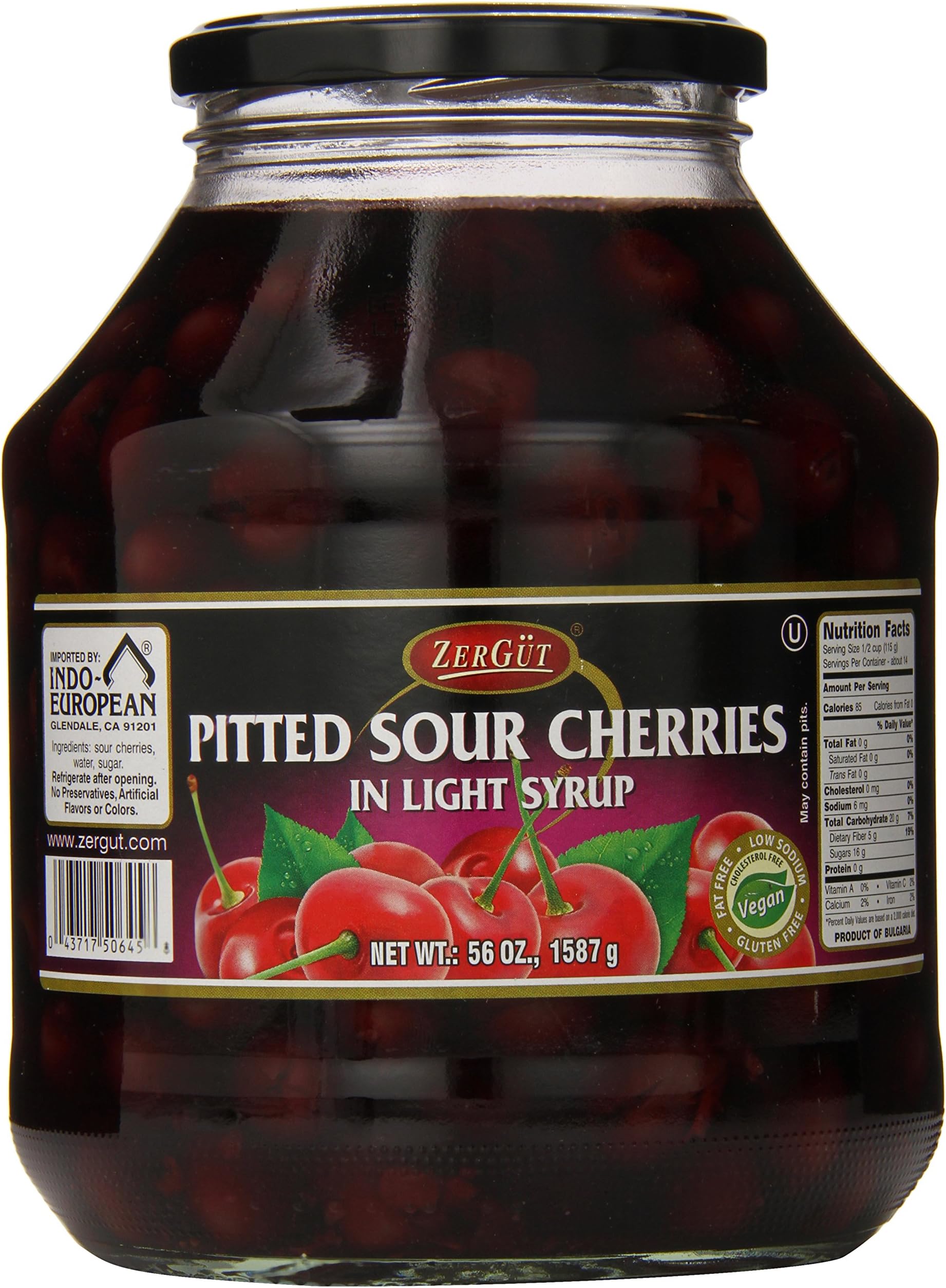 Zergut Pitted Sour Cherries in Syrup, 56 Ounce