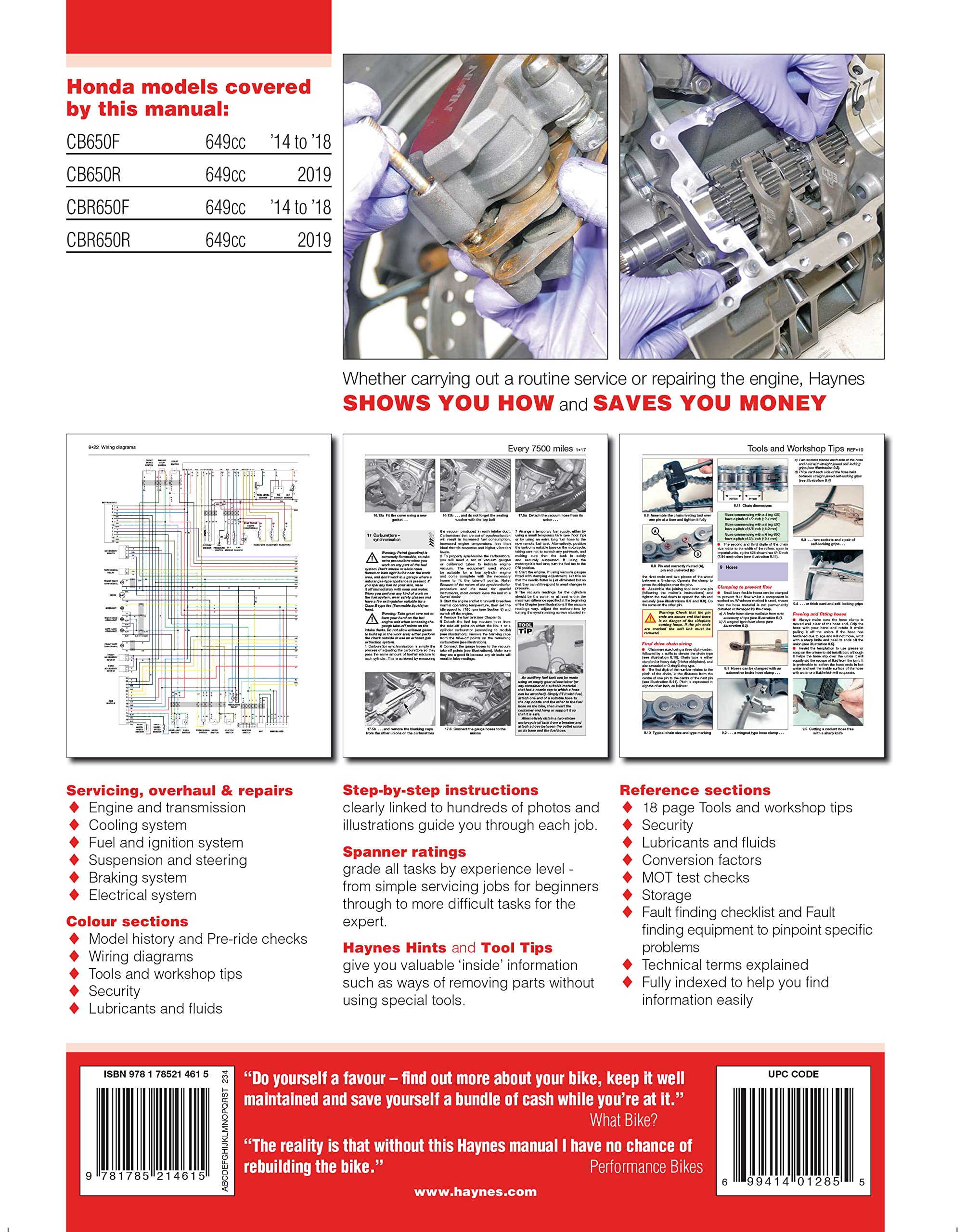 Honda Cb650f & Cbr650f '14 to '18 and Cb650r & Cbr650r '19: 2014 to 2019 (Haynes Service & Repair Manuals)