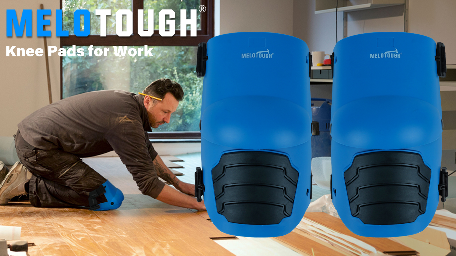Image of MELOTOUGH Knee Pads for Work,Construction,Flooring,Gardening-Comfortable and Flexible(Blue)