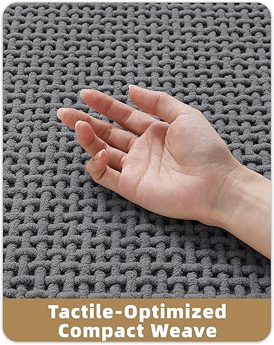 Miniatura 3 de Color&Geometry Alfombras de baño de felpilla mejoradas más densas, 17 x 29.5 pulgadas, antideslizantes, absorbentes, grises, para baño, ajuste